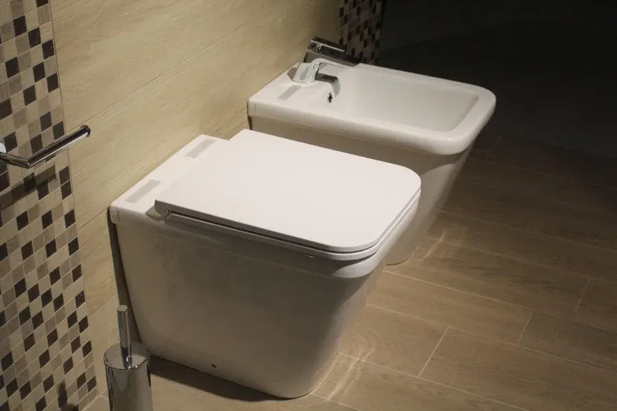 WC et bidet dans des toilettes